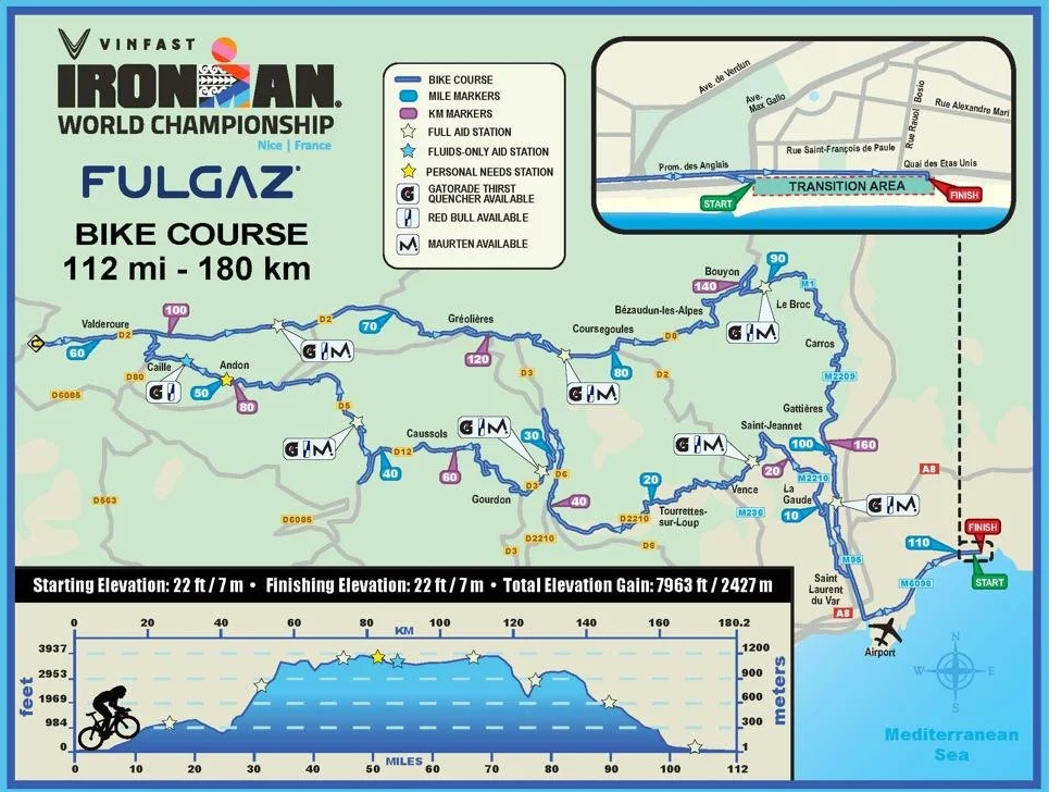 2023 Nice IRONMAN World Championships Bike Course