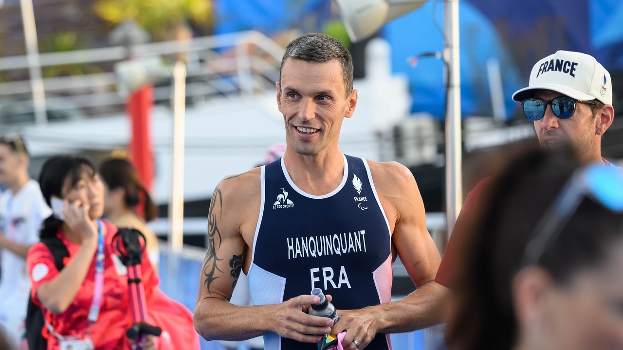 Alexis Hanquinquant swim familiarisation paralympics paris 2024 photo credit World Triathlon