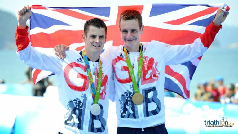 Alistair Brownlee, Jonny Brownle, Rio 2016 Olympic Games podium celebration