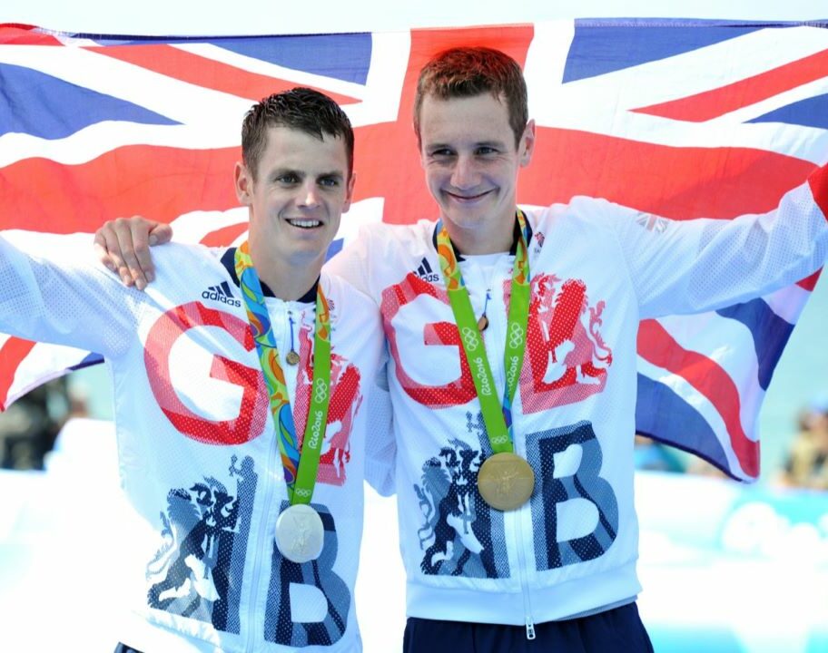 Alistair Brownlee, Jonny Brownle, Rio 2016 Olympic Games podium celebration