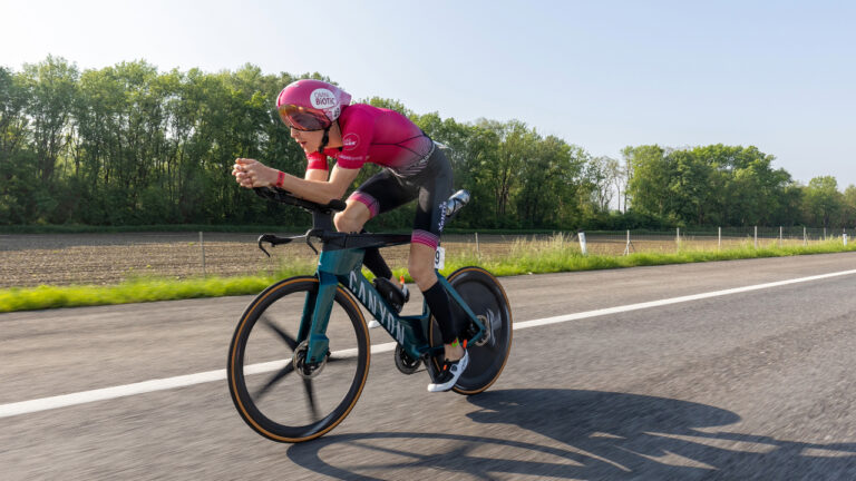 PRO triathlete and Challenge St Polten champion Tom Hug on the bike course