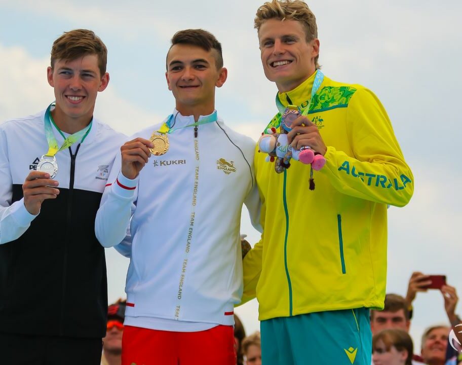 Birmingham 2022 Men's podium - Alex Yee, Hayden Wilde, Matt Hauser