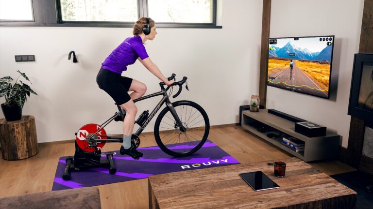 female cyclist riding on ROUVY