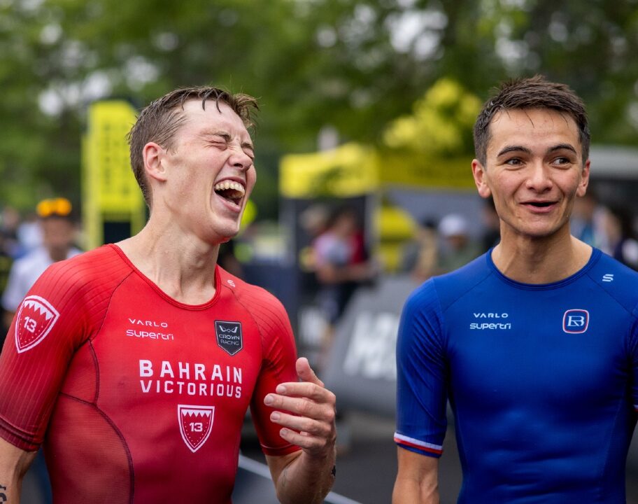 Hayden Wilde Alex Yee laughing supertri Boston 2024 photo credit supertri