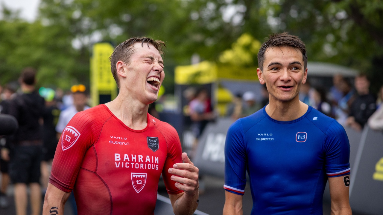 Hayden Wilde Alex Yee laughing supertri Boston 2024 photo credit supertri