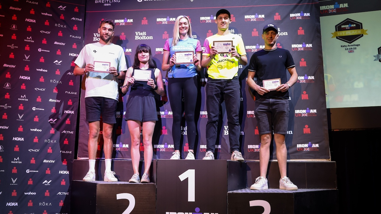 IRONMAN UK 2023 podium images - Huw Fairclough for IRONMAN