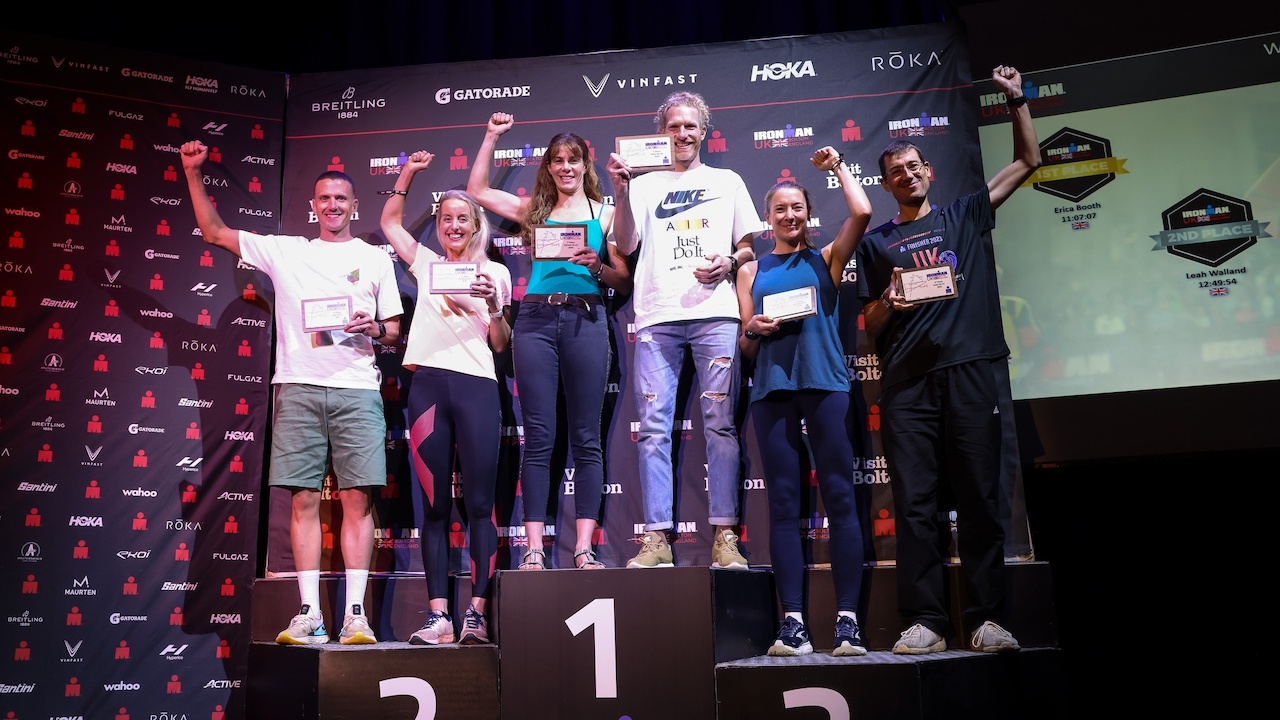 IRONMAN UK 2023 podium images - Huw Fairclough for IRONMAN