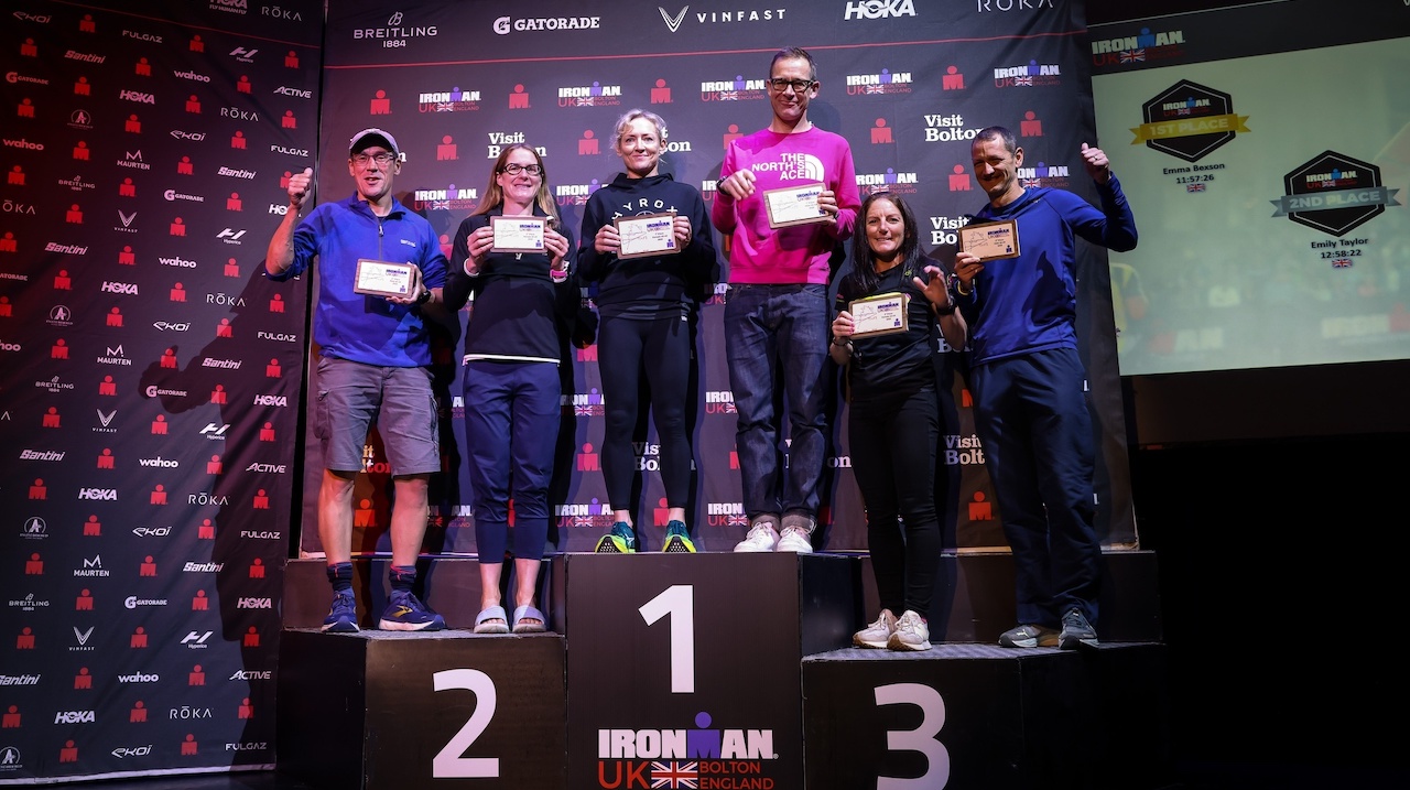 IRONMAN UK 2023 podium images - Huw Fairclough for IRONMAN