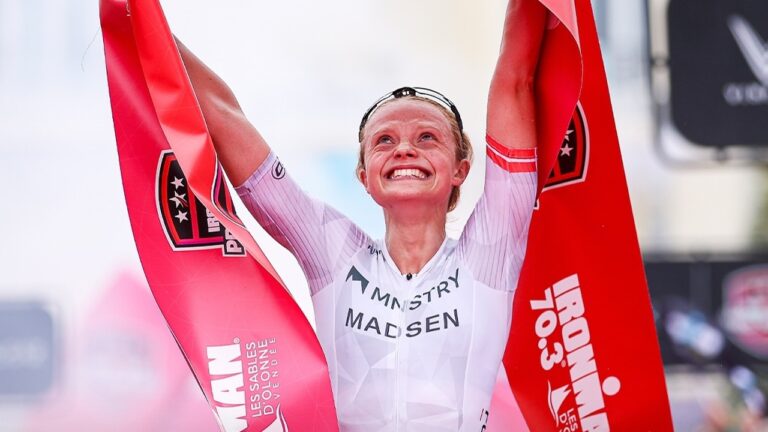 Laura Madsen wins IRONMAN 70.3 Les Sables 2024 photo credit IRONMAN