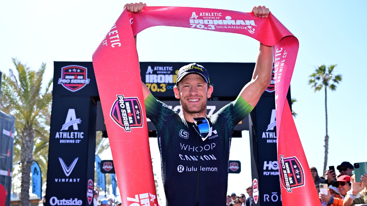 lionel sanders wins oceanside 2024 [Photo credit: Donald Miralle / IRONMAN]