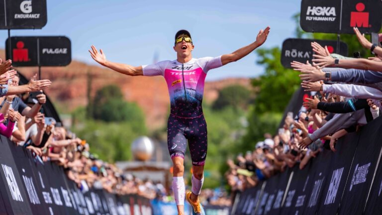 Sam Long wins IRONMAN 70.3 St George 2023 photo credit Jacob Kupferman / Getty Images for IRONMAN