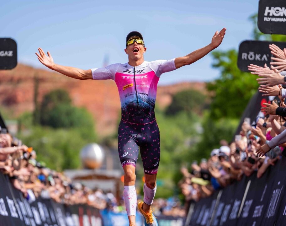 Sam Long wins IRONMAN 70.3 St George 2023 photo credit Jacob Kupferman / Getty Images for IRONMAN