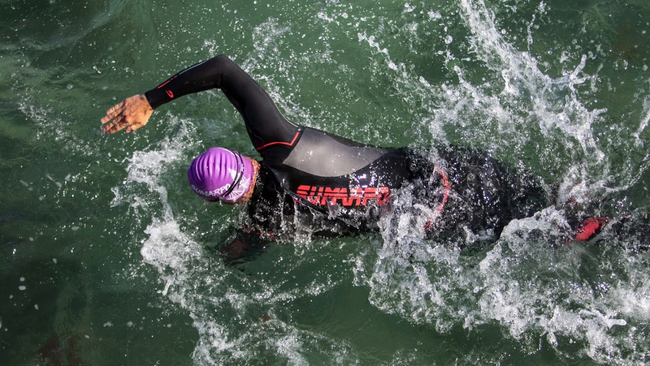 Open water swimming in a Sumarpo wetsuit